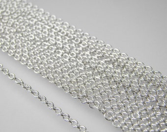 925 Sterling Silver Chain Bulk, Round Cable Chain, 10, 30, 50 or 100 Feet - Wholesale 35% Off (Chain Style SS001 )