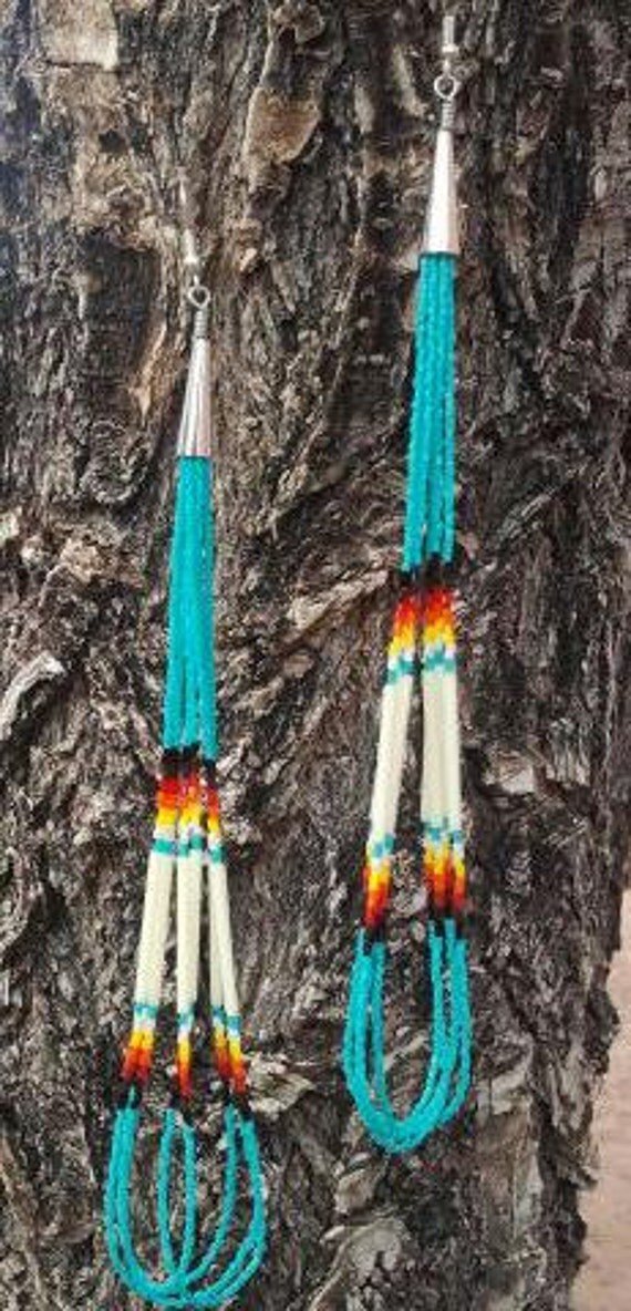 Native American Made Quill Beaded Earrings