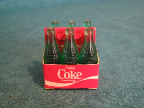 Miniature Coca Cola Six Pack In Paper Carton Green Coke