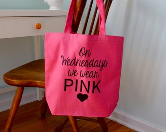 Mean girls tote bag, On wednesdays we wear pink, Movie quote tote bag ...