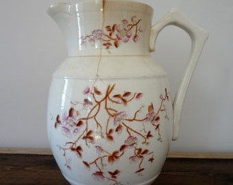 Antique Shabby Water Pitcher Vase