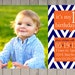 Navy Blue Chevron Orange Digital Photo Birthday 1st First Invitation Card