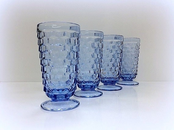 Whitehall Indiana glass American Whitehall blue tumblers