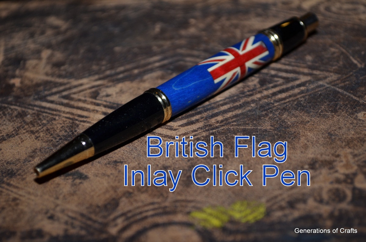 Custom Wood Pen Wood British Flag Inlay Ballpoint Pen