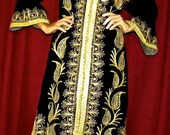Items similar to Vintage Moroccan Jilaba Abaya Dress Gown for Henna ...