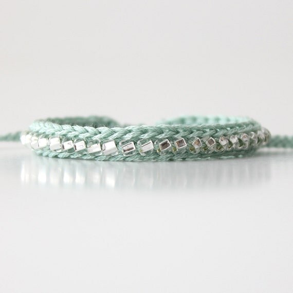 Items similar to Friendship Bracelet, Grayed Jade bracelet, Silver