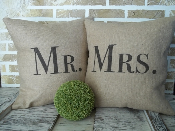 Burlap Pillows Mr And Mrs Wedding By Simplyfrenchmarket 9893