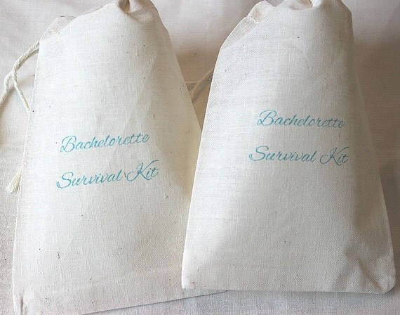 10 Bachelorette Survival Kit - Organic Cotton Drawstring Bags - Great for Bachelorette Parties 4x6 Il_570xn