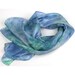 Hand Dyed Silk Scarf - Blue, Mint Green, White