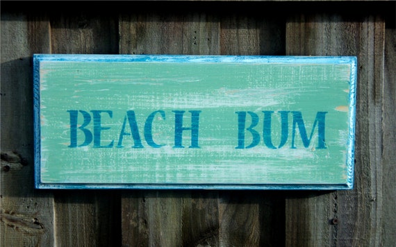 BEACH BUM Wooden Sign Beach-y Wall Hanging Coastal Decor Up