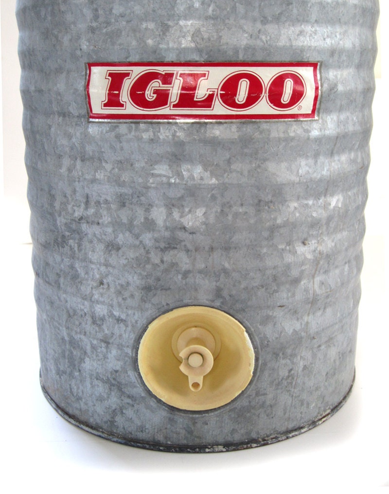 Vintage 5 Gallon Galvanized Metal Igloo Cooler