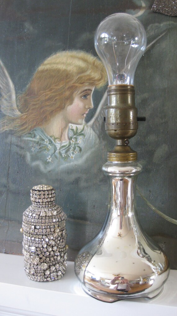 Vintage mercury glass table lamp