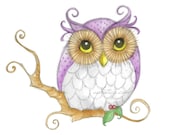 a little purple owl original art card
