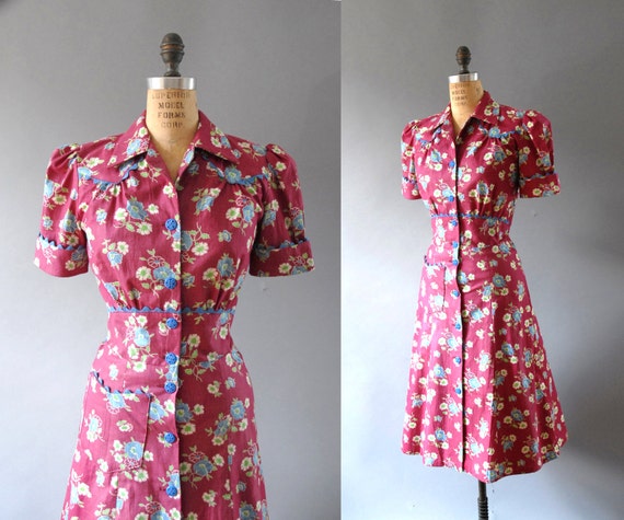 1940s repro Dress / Farm Girl Dress / 40s