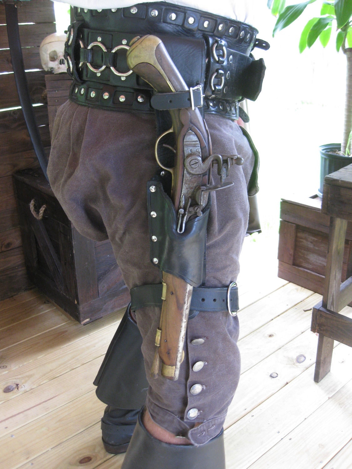 Leather Flintlock Leg Holster / Black Powder