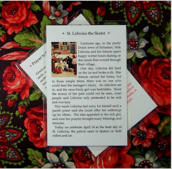 Items similar to St. Lidwina Skaters Prayer Oversize Holy Card