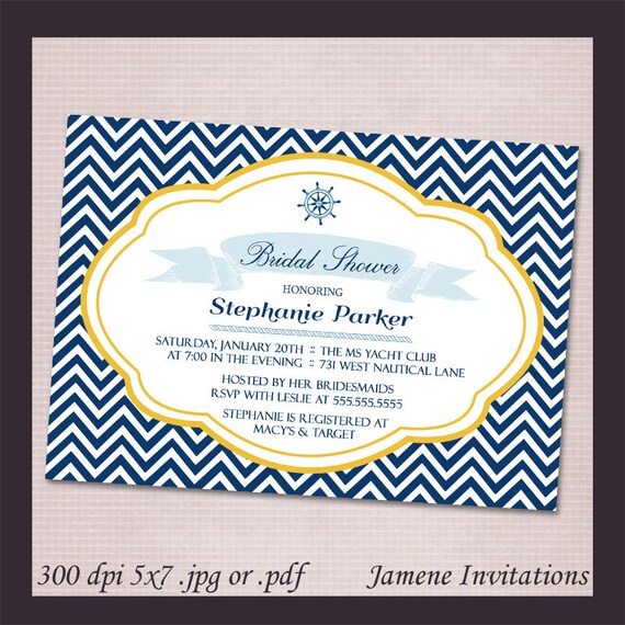 Nautical Chevron Bridal Shower Digital Download - Print your own Il_570xn