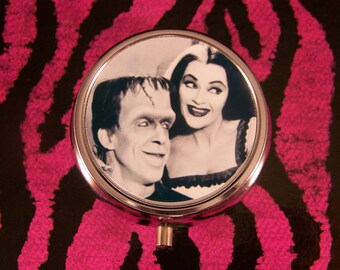 Pill Box Lily Munster and Herman Munster The Munsters Skull Image ...