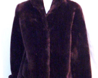 Luxurious Chocolate Brown Real Mouton Lamb Fur Coat, Sz S/M