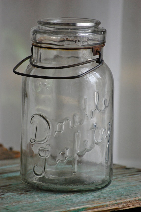 Vintage Double Safety jar vintage mason jar vase by HeidieWithAnE