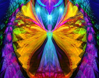 Psychedelic Chakra Art, Reiki Energy Wall Decor "Vision Quest"