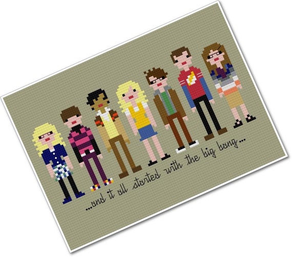 Pixel People - The Big Bang Theory - PDF Cross Stitch Pattern - INSTANT DOWNLOAD