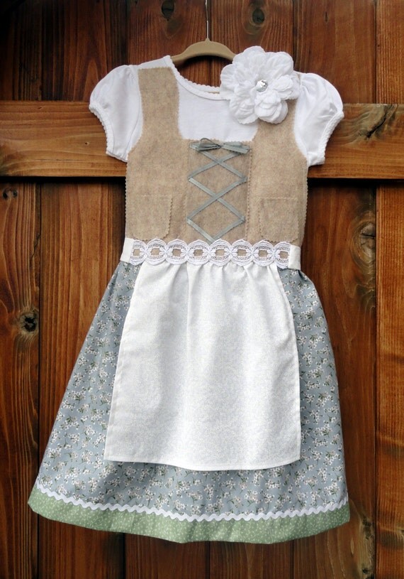 3T toddler dirndl with adjustable apron ties with bonus hair