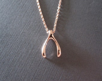 Rose Gold Wishbone Necklace