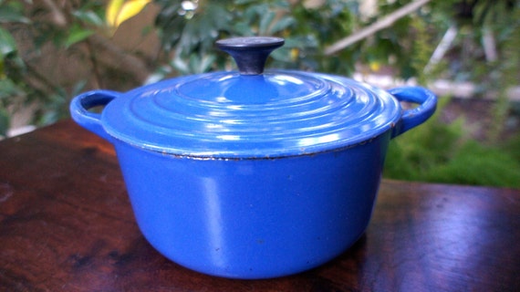 Vintage Blue Le Creuset Enameled Cast Iron Dutch Oven Vintage