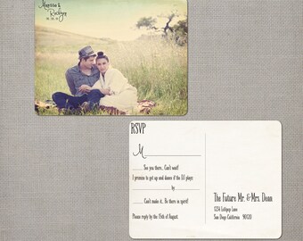 Rustic wedding rsvp post card, 4.25x5.5, Response card - the "Marissa"