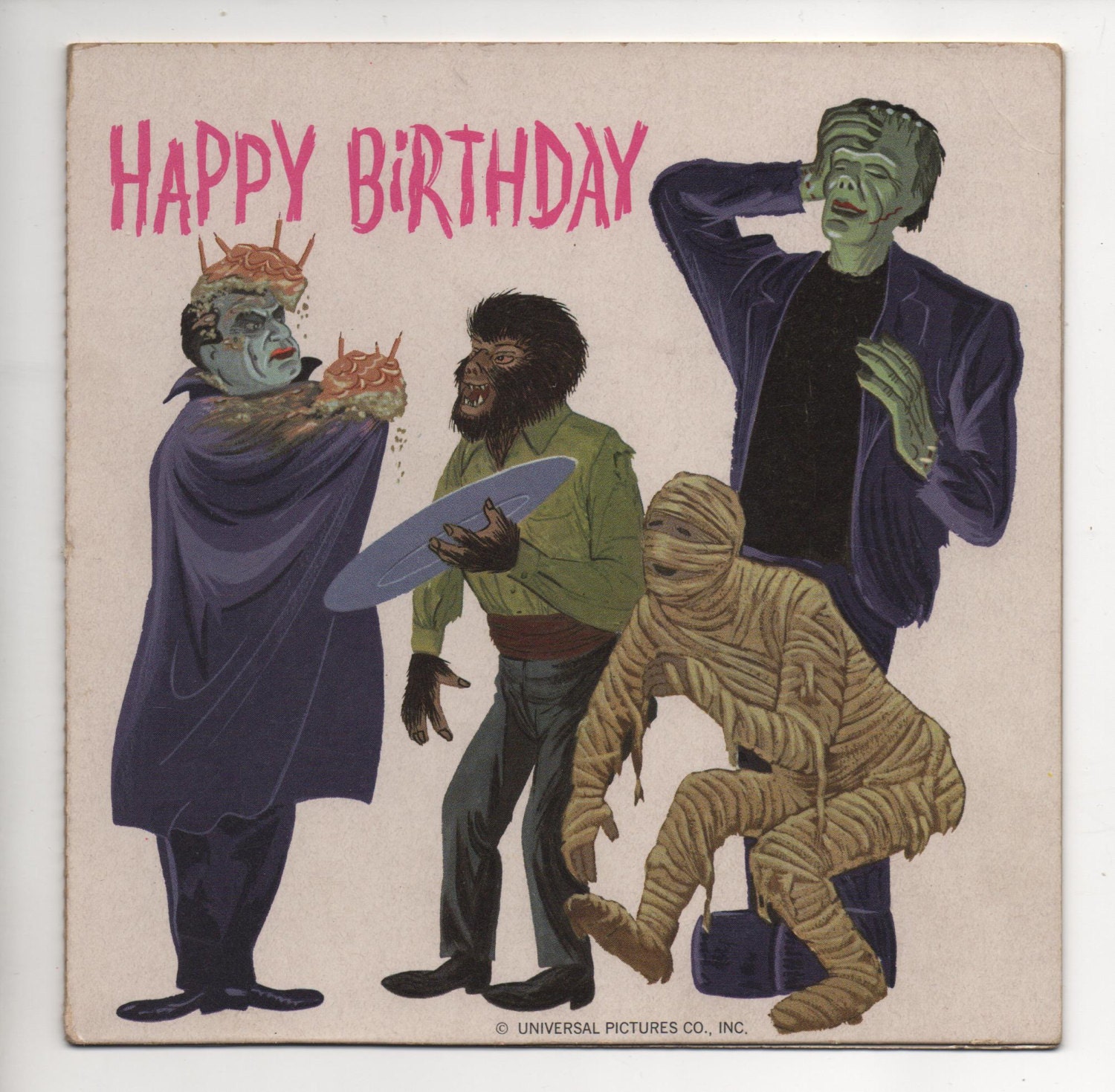 Vintage Universal Monsters Birthday Record Card Dracula