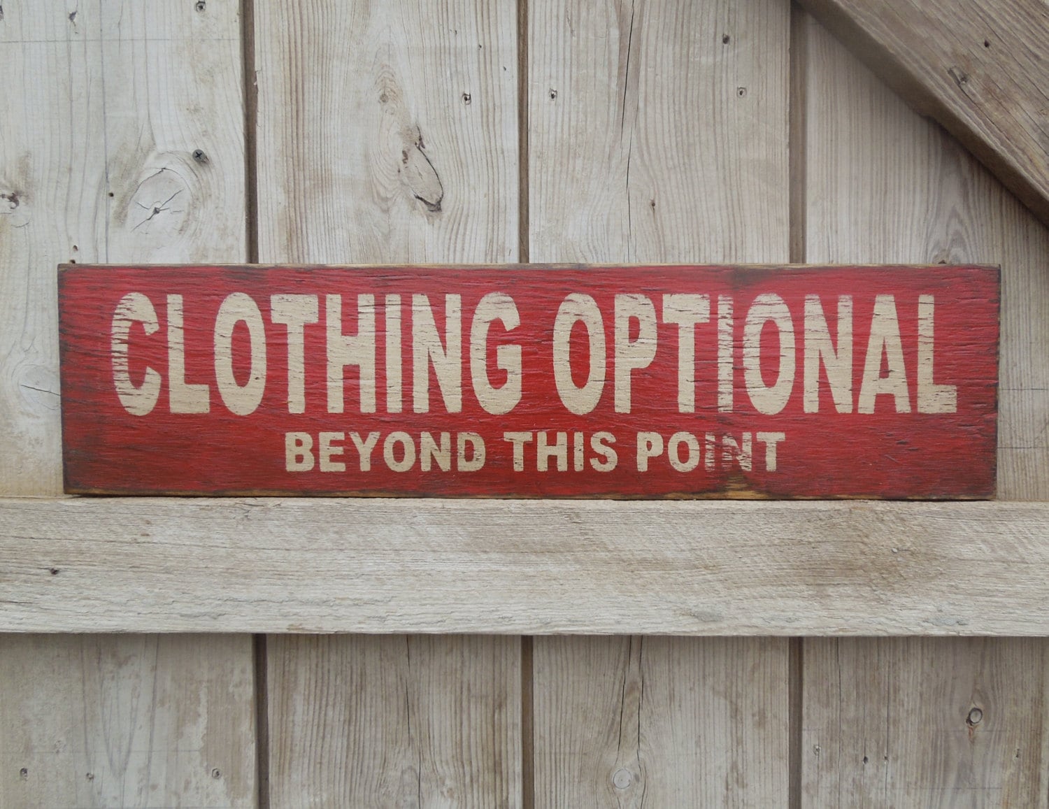 Funny clothing optional beyond this point wooden sign made