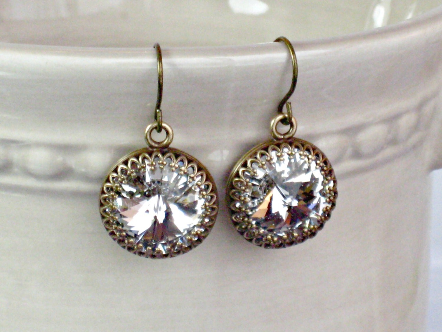 Earrings Swarovski Crystal and Antique by LivingOutLoudJewelry