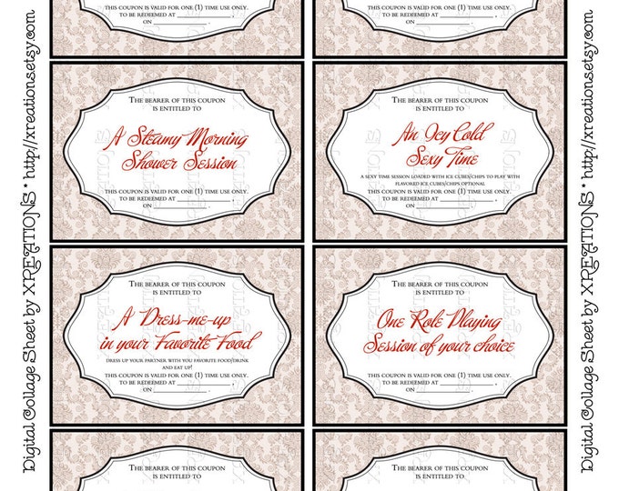 Hot and Sexy Love Coupons for your Husband Set-2, Wife, Partner, Boyfriend, Girlfriend perfect for Valentines in ATC / ACEO card size
