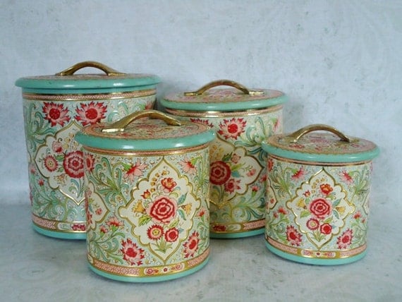 Holland Kitchen Canister Set Vintage Floral Kitchen Storage