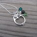 Owl Necklace- Silver- with Green and Black Swarovski Crystal Accent Beads