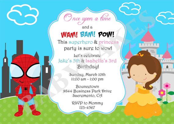 Superhero And Princess Party Invitations Free Printable 1