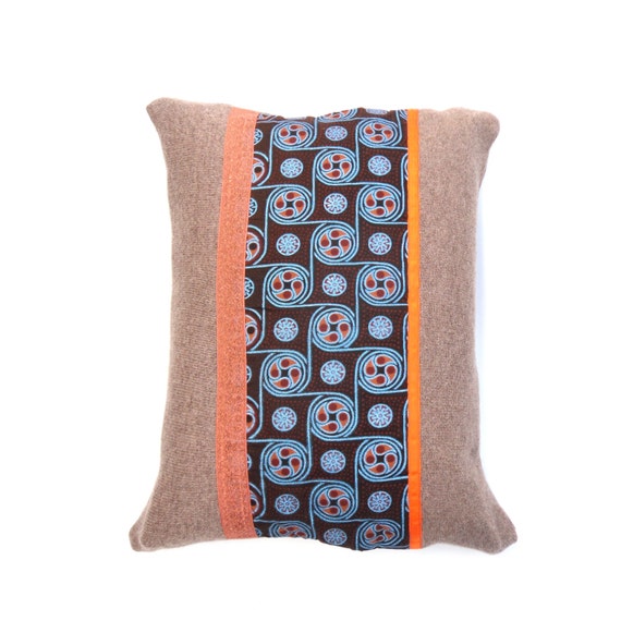 Funky Cushion cover / throw pillow in recycled brown wool and