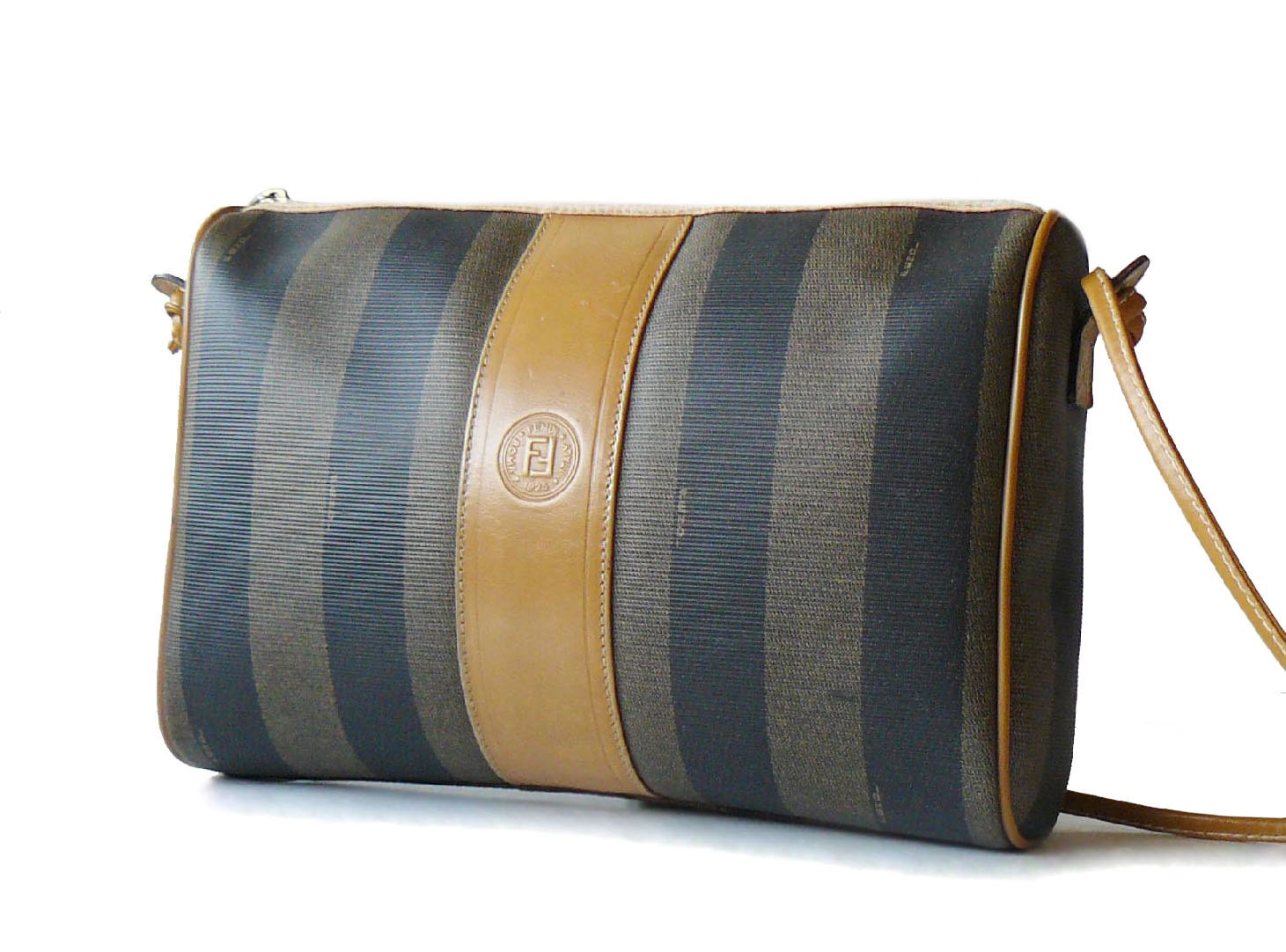 Authentic Vintage Fendi Striped Crossbody Shouder Bag Made in