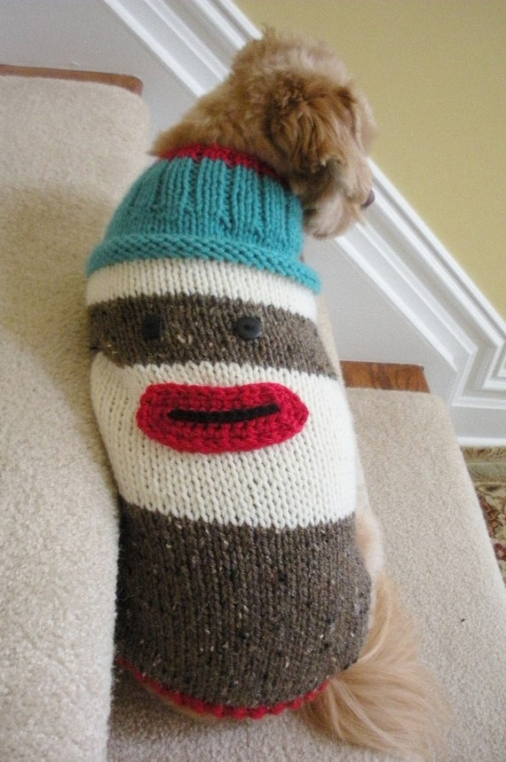 Sock Monkey Dog Sweater XS S M L by bychancedesigns on Etsy