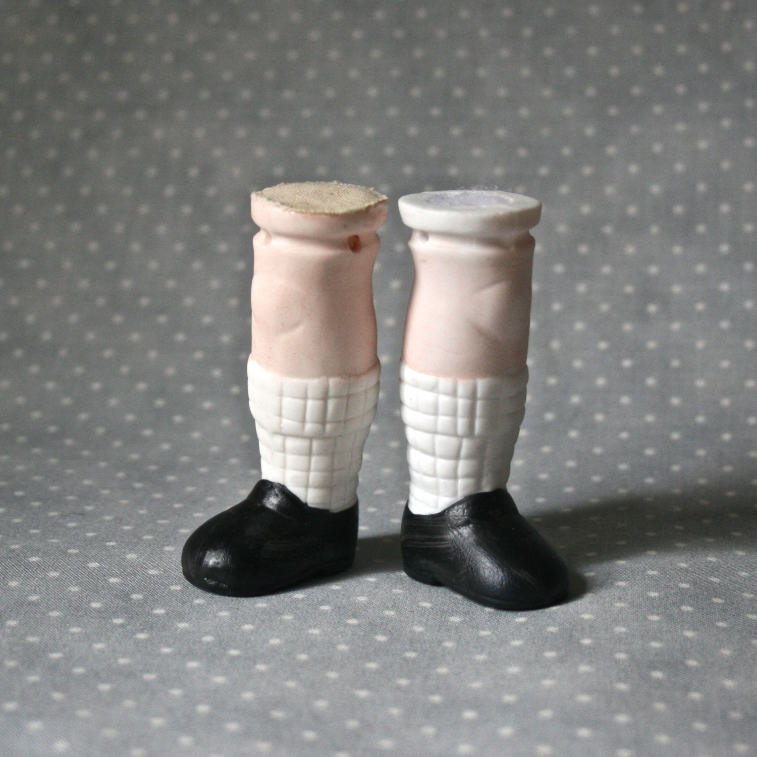 Antique Porcelain Doll Legs with Heavy Black Brogues and Irish