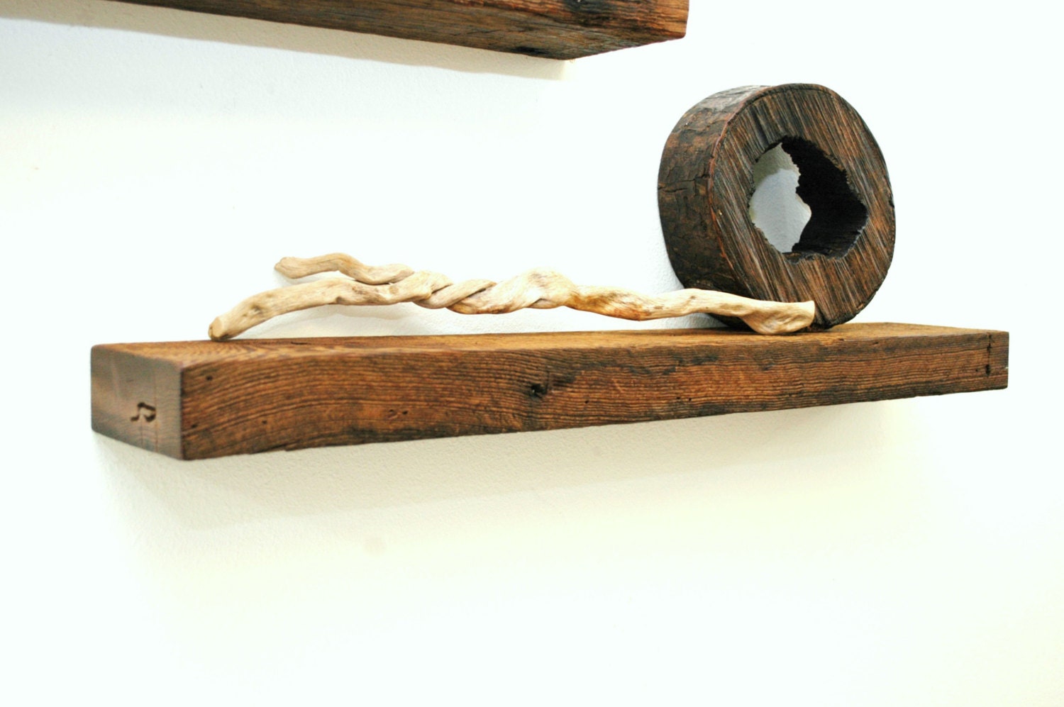 Floating reclaimed wood shelf by ChristopherOriginal on Etsy