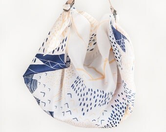 Mountain Blossom Furoshiki & Tan Leather Carry Strap Set