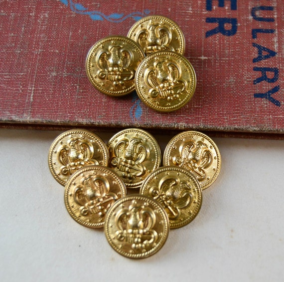 Navy Gold Metal Eagle Anchor Military Buttons Set by PeachParlor