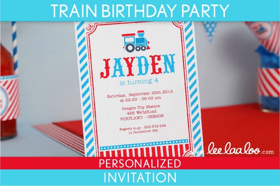 Train Birthday Party Invitation Personalized Printable // Vintage Train - B30Pa1 Il_570xn