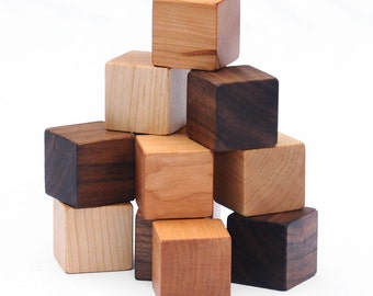 12 Natural Wood Blocks Set // This Classic Educational Kids Toy is Eco-Friendly, A Perfect for Montessori Learning Toy