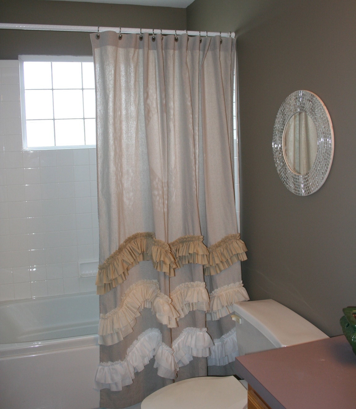 Anthropologie Inspired WAVE Shower Curtain Farmhouse Style