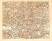 1897 Original Antique Dated Map of Styria or Steiermark