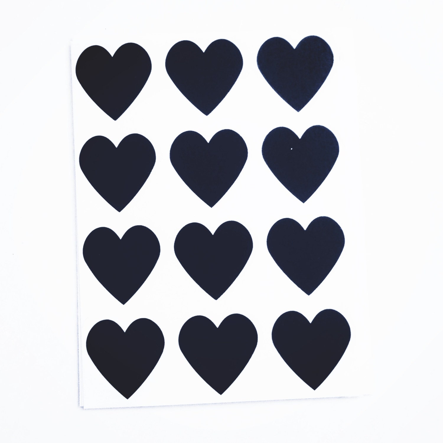 48 Heart Label Stickers BLACK by InspireLovely on Etsy