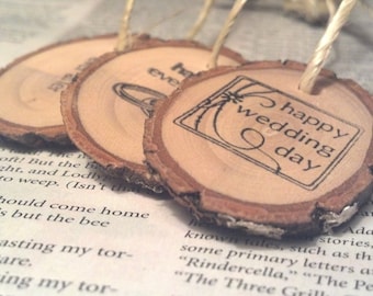 Natural Wood Hand-stamped Woodland Branch Mason Jar Gift Tags Rustic Favors Gift Tags 50 pieces BULK ORDER tree bark Green